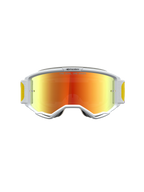 Gogle Alpinestars Vision 5 Drag, białe gogle motocrossowe z pomarańczowo-czerwoną lustrzaną soczewką i wentylacją RAM-AIR.