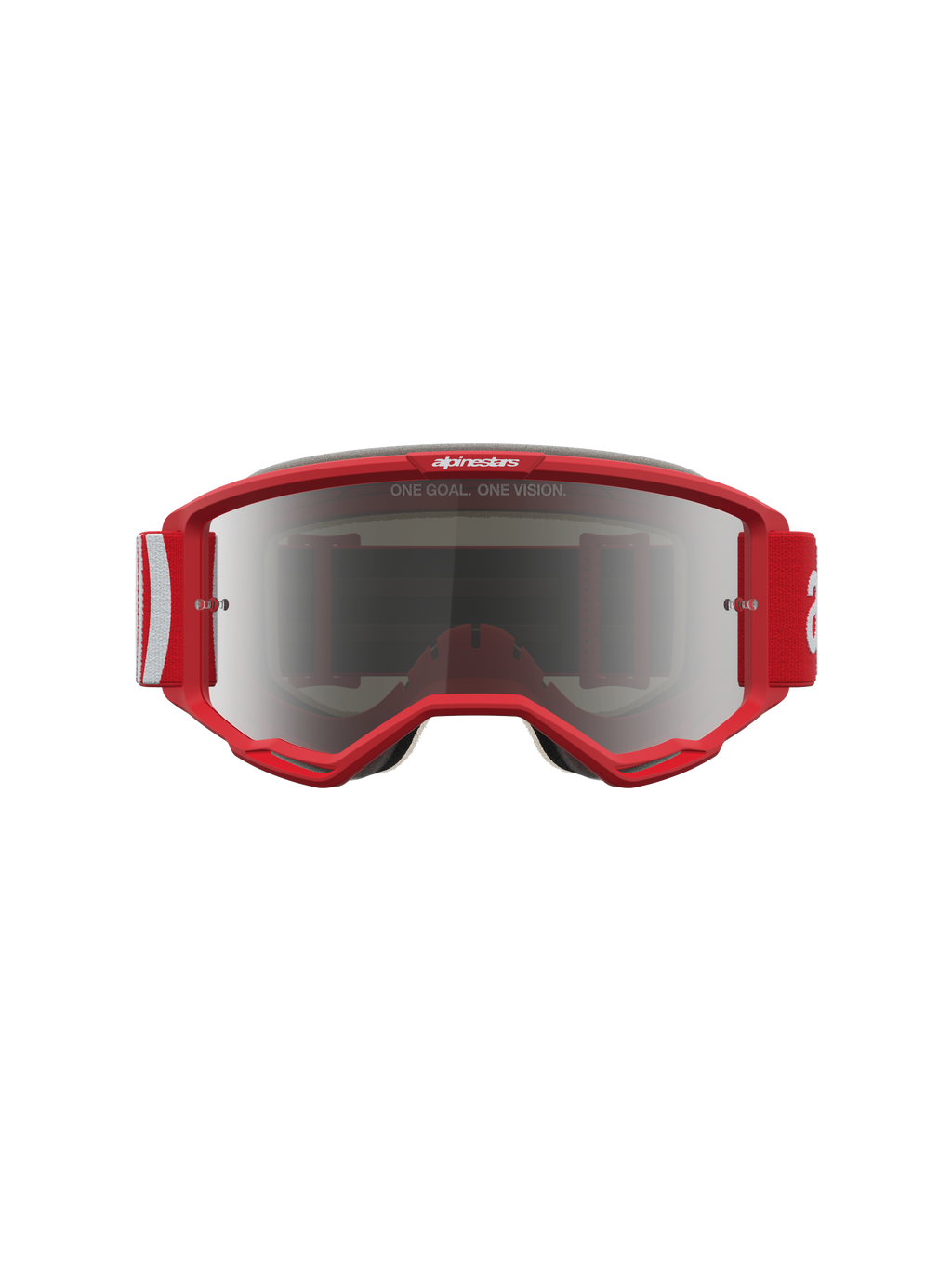 Alpinestars Vision 5 Hone, gogle motocrossowe, czerwone i białe, lustrzana srebrna soczewka i wentylacja RAM-AIR