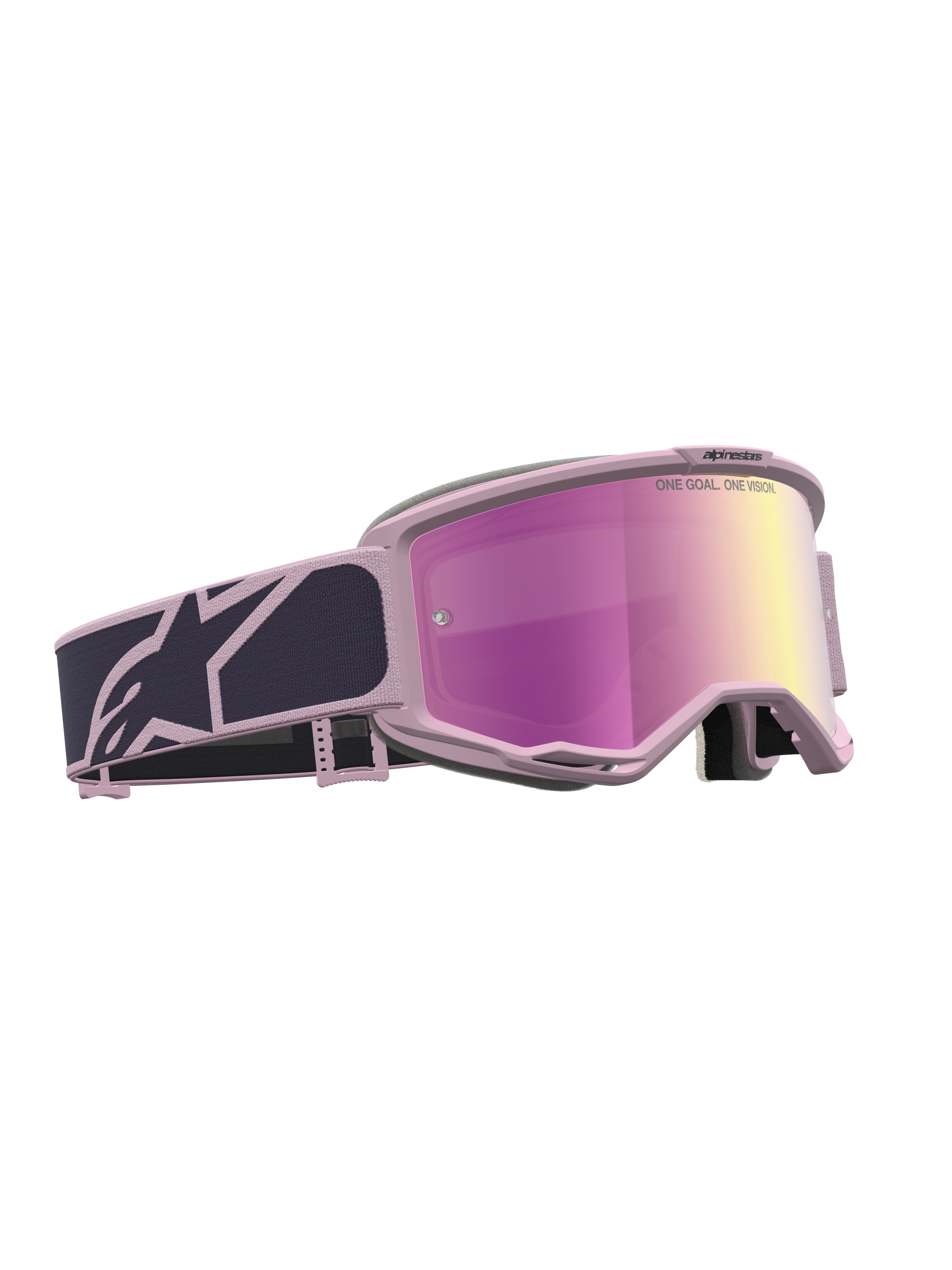 Alpinestars Vision 5 Rora Goggles, Motocross Goggles, Graystone and Old Pink, Pink Mirror Lens, RAM-AIR ventilation.