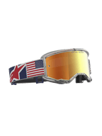 Alpinestars Vision 5 Le Fiftyfold Goggle, gogle motocrossowe z czerwoną lustrzaną soczewką i przezroczystą oprawką, pasek z motywem flagi USA, limitowana edycja do wyścigów off-road.