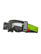 Alpinestars Vision 5 Hollow Goggles Roll Off, gogle motocrossowe, szare i żółte neonowe, przezroczysta soczewka przeciwmgielna ze zintegrowanym systemem roll-off WIDE-VISION, wyrazisty żółty neonowy pasek z czarnym brandingiem, wytrzymała ochrona oczu do jazdy off-road