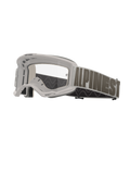 Alpinestars Vision 5 Hollow, gogle motocrossowe, biała oprawka z przezroczystą soczewką, szeroki jasnoszary pasek z wyraźnym ciemnoszarym napisem Alpinestars, wielowarstwowa wyściółka piankowa, wyczynowe gogle terenowe