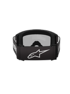 Alpinestars Vision 3 Wordmark Goggles, gogle motocrossowe, czarne i srebrne lustrzane, widok z tyłu przedstawiający czarny tkany pasek z białym logo Alpinestars i miękką wewnętrzną wyściółkę z pianki