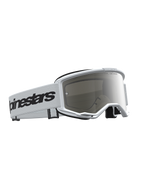 Alpinestars gogle Vision 3 Wordmark Lustrzane, białe i czarne, srebrna lustrzana soczewka przeciwmgielna, gogle motocrossowe.
