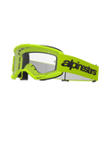 Alpinestars Vision 3 Wordmark Goggles, gogle motocrossowe, żółty neonowy i czarny, przezroczysta soczewka, szeroki żółty pasek z wyraźnym czarnym logotypem, czarna piankowa wyściółka, gogle do wyścigów terenowych