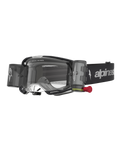 Alpinestars Vision 8 Amber Roll Off, gogle motocrossowe, czarne i srebrne, system roll-off z przezroczystą soczewką, profesjonalny sprzęt MX do jazdy w terenie