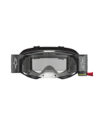 Alpinestars Vision 8 Amber Roll Off, gogle motocrossowe, czarne i srebrne, system roll-off i przezroczysta soczewka