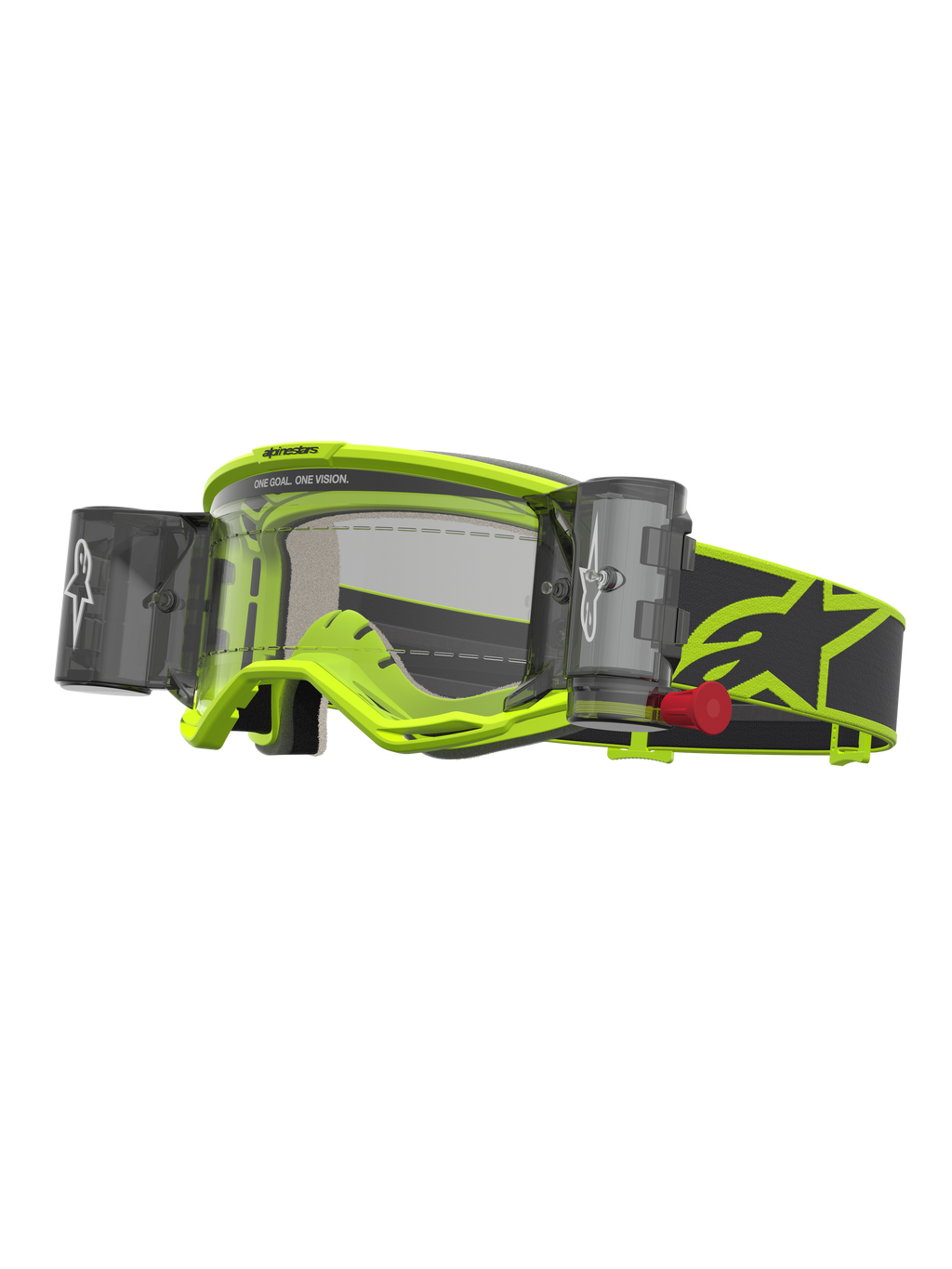 Alpinestars Vision 5 Rora Roll Off, gogle motocrossowe, żółte fluo i czarne, przezroczysta soczewka z systemem roll-off.
