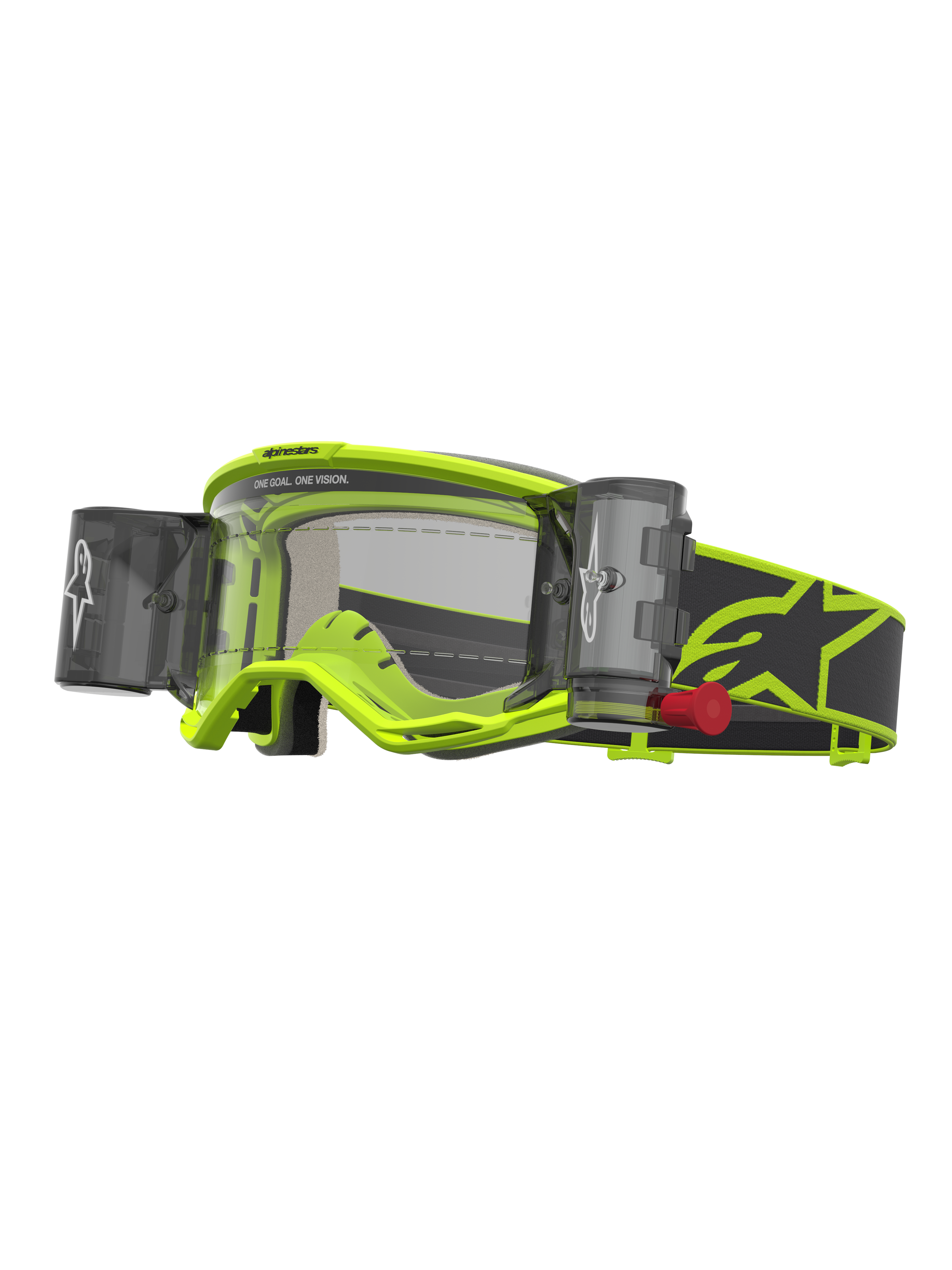 Alpinestars Vision 5 Rora Roll Off, gogle motocrossowe, żółte fluo i czarne, przezroczysta soczewka z systemem roll-off.