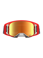 Alpinestars Supertech LE Fiftyfold, czerwone i niebieskie gogle motocrossowe z lustrzanymi soczewkami, edycja limitowana.