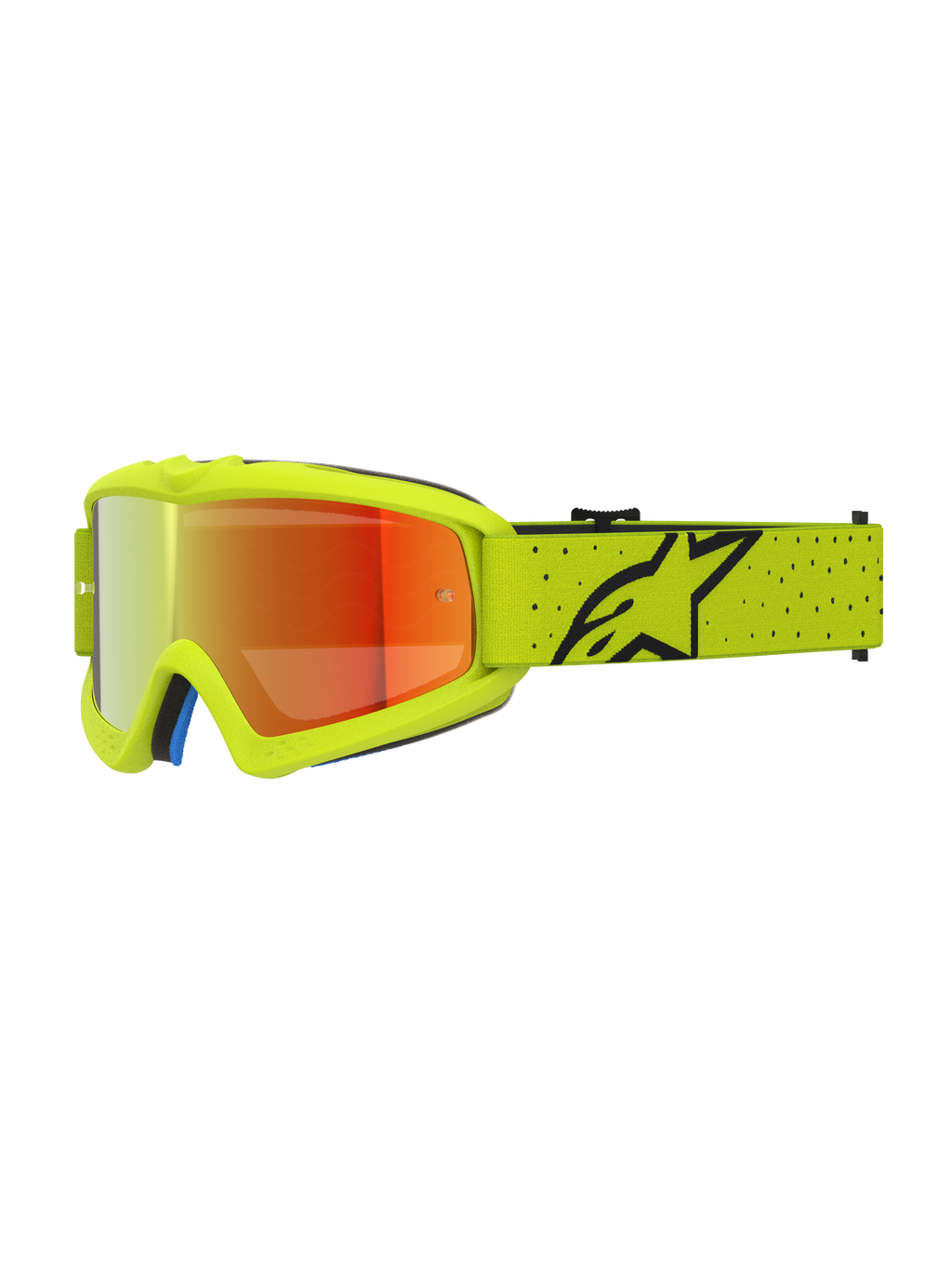 Gogle Vision Vesta Młodzieżowe, żółte fluo i czarne gogle motocrossowe, czerwona lustrzana soczewka, certyfikat CE.