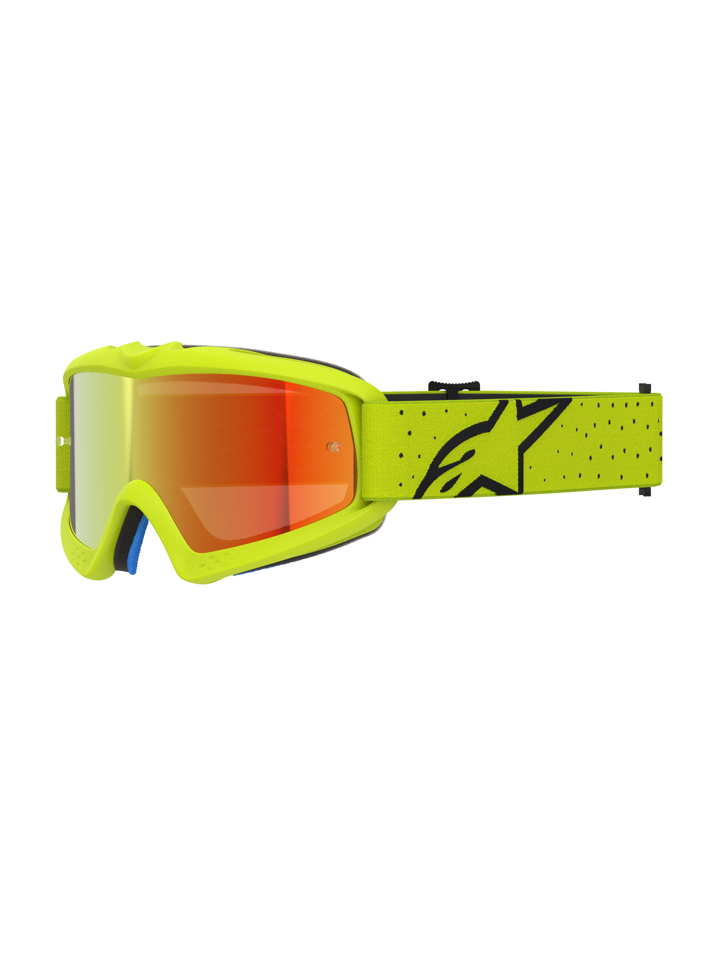 Gogle Vision Vesta Młodzieżowe, żółte fluo i czarne gogle motocrossowe, czerwona lustrzana soczewka, certyfikat CE.