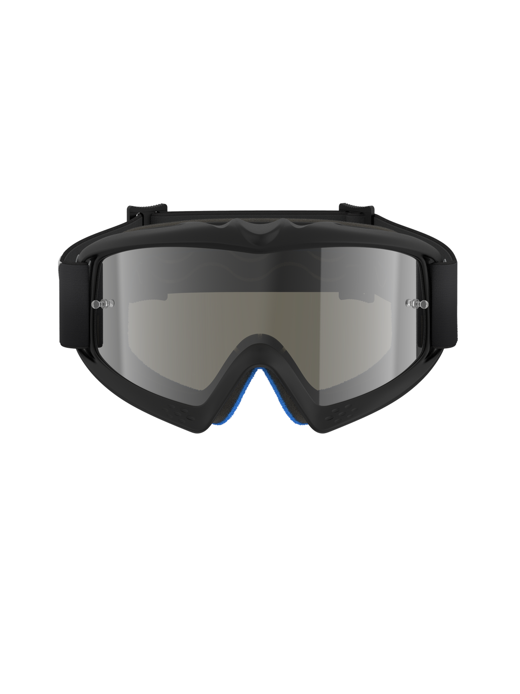 Alpinestars Vision Youth Corp Goggles, gogle motocrossowe, kolor Black Mirror Silver, widok z przodu z lustrzaną soczewką poliwęglanową i czarną ramką uretanową A-FLEX, profesjonalna ochrona oczu off-road dla młodych zawodników