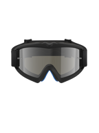 Alpinestars Vision Youth Corp Goggles, gogle motocrossowe, kolor Black Mirror Silver, widok z przodu z lustrzaną soczewką poliwęglanową i czarną ramką uretanową A-FLEX, profesjonalna ochrona oczu off-road dla młodych zawodników