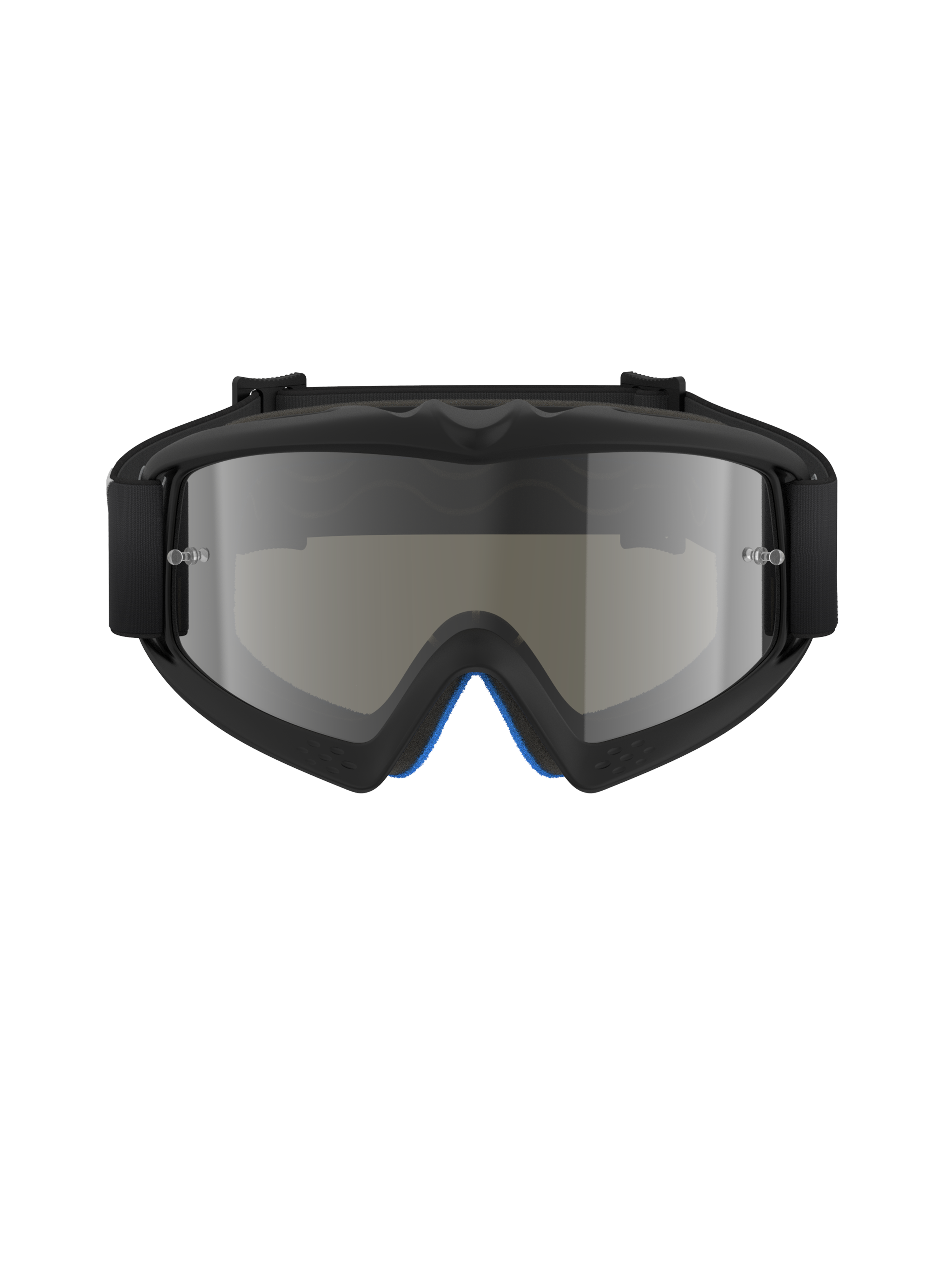 Alpinestars Vision Youth Corp Goggles, gogle motocrossowe, kolor Black Mirror Silver, widok z przodu z lustrzaną soczewką poliwęglanową i czarną ramką uretanową A-FLEX, profesjonalna ochrona oczu off-road dla młodych zawodników