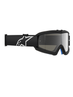 Alpinestars Vision Youth Corp Goggles, gogle motocrossowe, Black Mirror Silver, z lustrzaną soczewką z poliwęglanu i czarnym paskiem z białym logo Alpinestars, zaprojektowane dla młodych zawodników