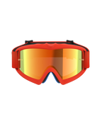 Alpinestars Vision Youth Corp Goggles, gogle motocrossowe, pomarańczowe z czerwonymi lustrzanymi soczewkami, jaskrawopomarańczowa uretanowa ramka, lustrzana soczewka i dopasowany pomarańczowy pasek, zaprojektowane dla młodych motocyklistów i do wyścigów off-road
