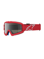 Alpinestars Vision Youth Vesta, młodzieżowe gogle motocrossowe, czerwone, srebrna soczewka lustrzana i ochrona przeciwmgielna.