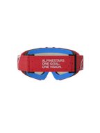 Gogle Vision Vesta młodzieżowe Alpinestars, czerwony regulowany pasek z mottem marki, niebieska pianka, gogle motocrossowe