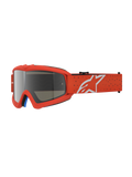 Alpinestars gogle Vision Vesta młodzieżowe, gogle motocrossowe MX, pomarańczowe ze srebrną lustrzaną soczewką i białym logo Alpinestars na pasku.