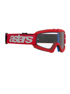 Alpinestars Vision Youth Blaze Goggles, Motocross Goggles, Red and Clear, red strap with white astars logo, youth-specific racing eyewear with anti-fog polycarbonate lens