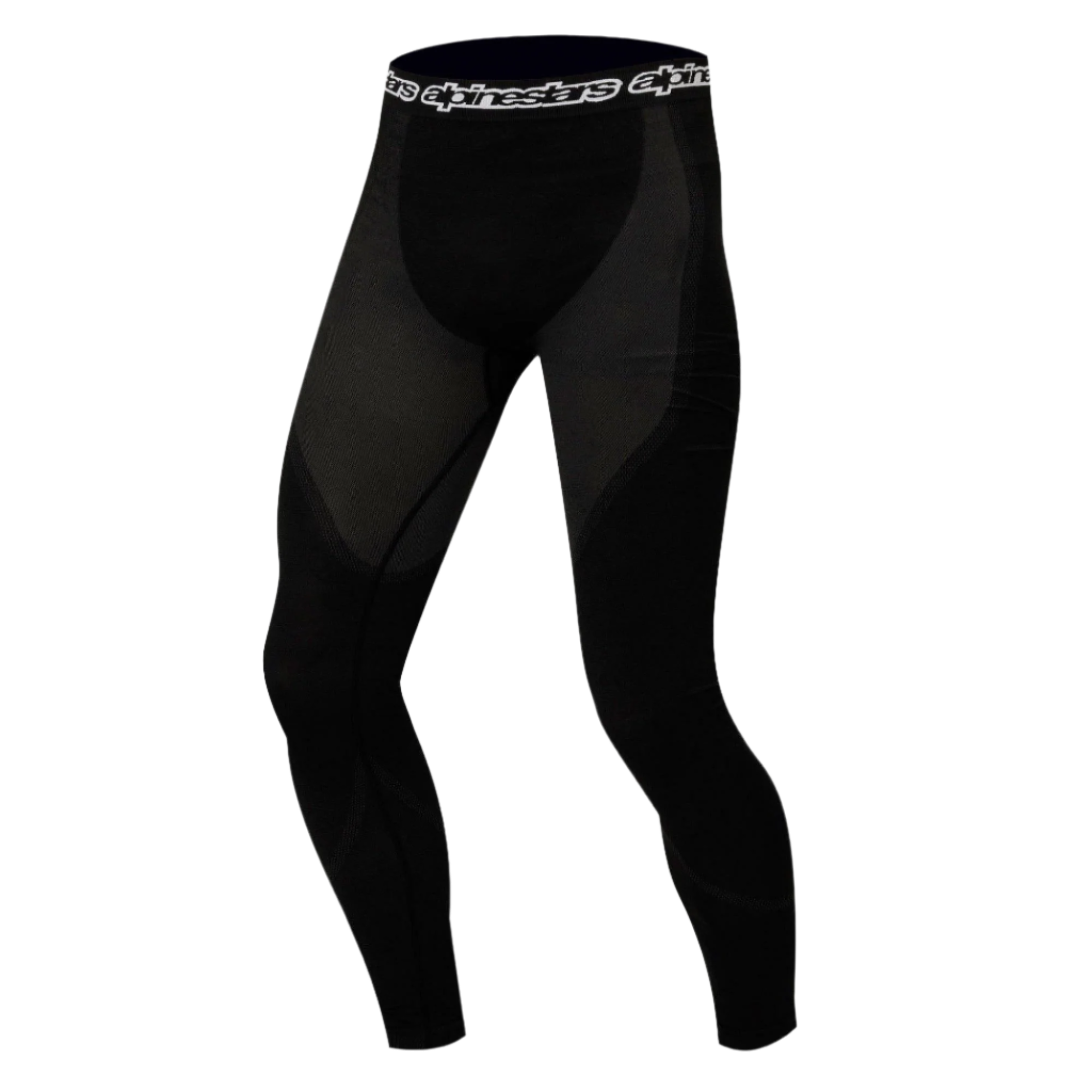 Alpinestars KX Bottom, techniczne spodnie termoaktywne, czarne, z wyprofilowanymi panelami odprowadzającymi wilgoć i elastycznym pasem z logo, zaprojektowane do użytku pod kombinezonami wyścigowymi