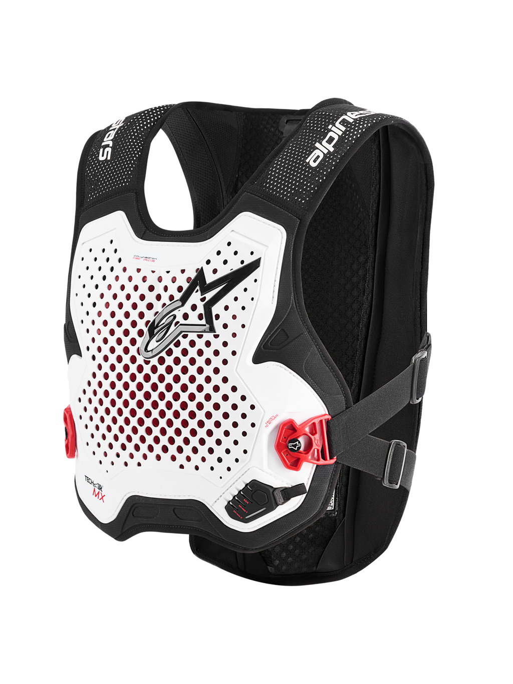 Alpinestars Tech-Air® MX, kamizelka ochronna do motocrossu, biała i czarna, zintegrowany ochraniacz pleców Nucleon PLASMA, certyfikat CE