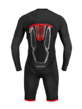 Tech-Air 10 V2 Race Airbag System in black, featuring an integrated honeycomb back protector and red racing accents.