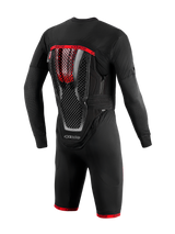 Tech-Air 10 V2 Race Airbag System, black and red base layer with integrated honeycomb back protector for track racing.