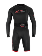 Poduszka powietrzna Tech-Air® 10 V2 Race, czarna jednoczęściowa bielizna techniczna z czerwonymi akcentami i pasem LED.