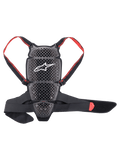 Alpinestars Nucleon KR-Cell Protector, motocyklowy ochraniacz pleców, dymny czarny i czerwony, z perforowaną siatką o strukturze plastra miodu i białym logo Alpinestars, regulowane czerwone paski z logo marki, czarny pas biodrowy, ergonomiczna wentylowana konstrukcja