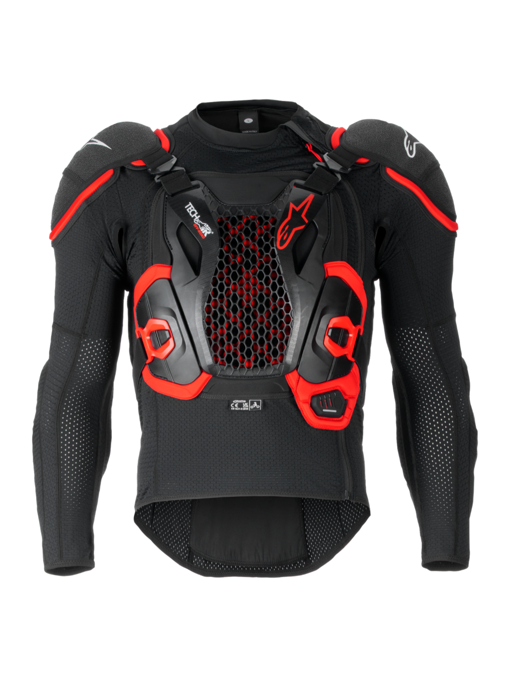 Alpinestars Poduszka Powietrzna Tech-Air Off-Road, system poduszki powietrznej off-road, czarny i czerwony, konstrukcja z siatki tekstylnej ze zintegrowanym ochraniaczem klatki piersiowej i pleców Nucleon CELL, z homologacją FIM