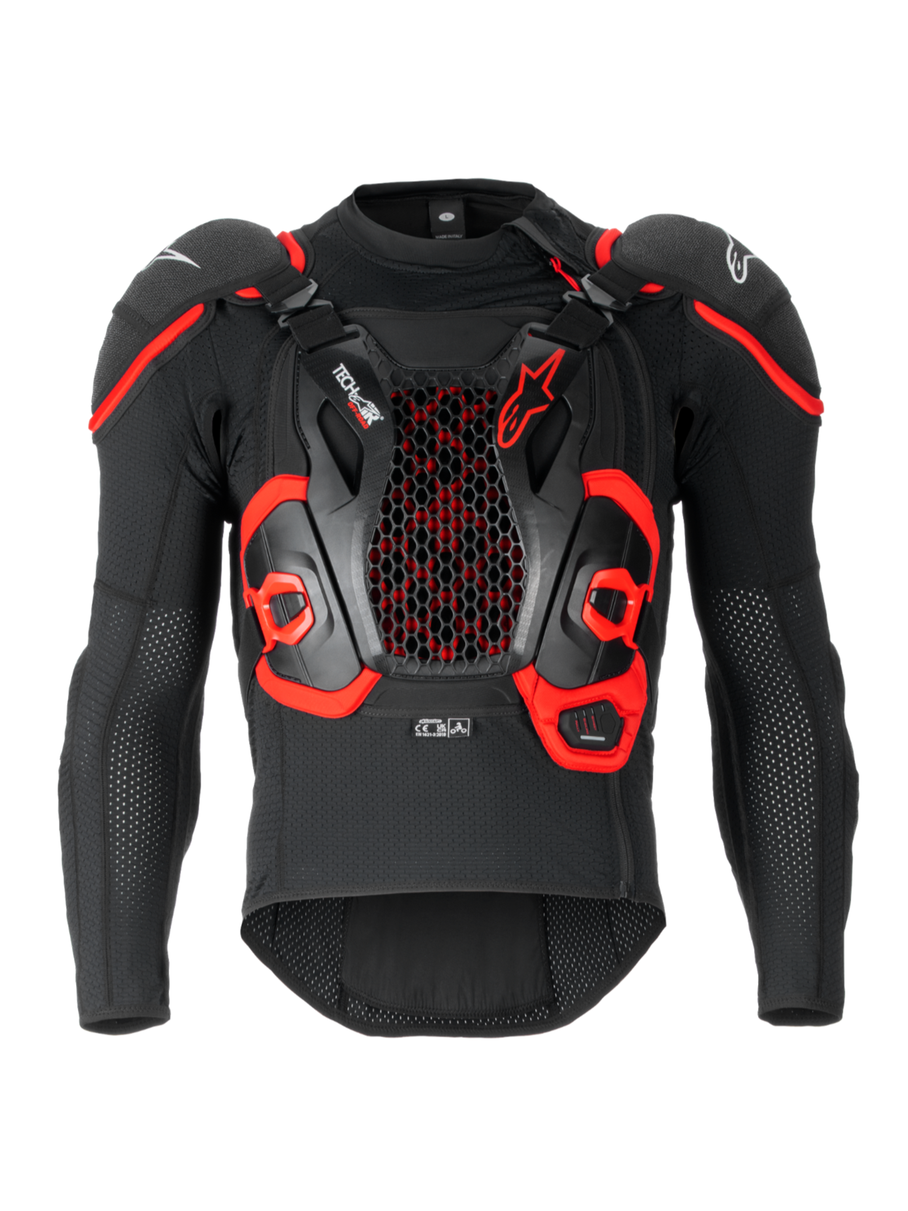 Alpinestars Poduszka Powietrzna Tech-Air Off-Road, system poduszki powietrznej off-road, czarny i czerwony, konstrukcja z siatki tekstylnej ze zintegrowanym ochraniaczem klatki piersiowej i pleców Nucleon CELL, z homologacją FIM