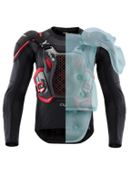 Alpinestars Poduszka Powietrzna Tech-Air® Off-Road, kurtka ochronna enduro i rajdowa homologowana przez FIM, czarno-czerwona, z widocznym aktywnym pokryciem poduszki powietrznej po jednej stronie