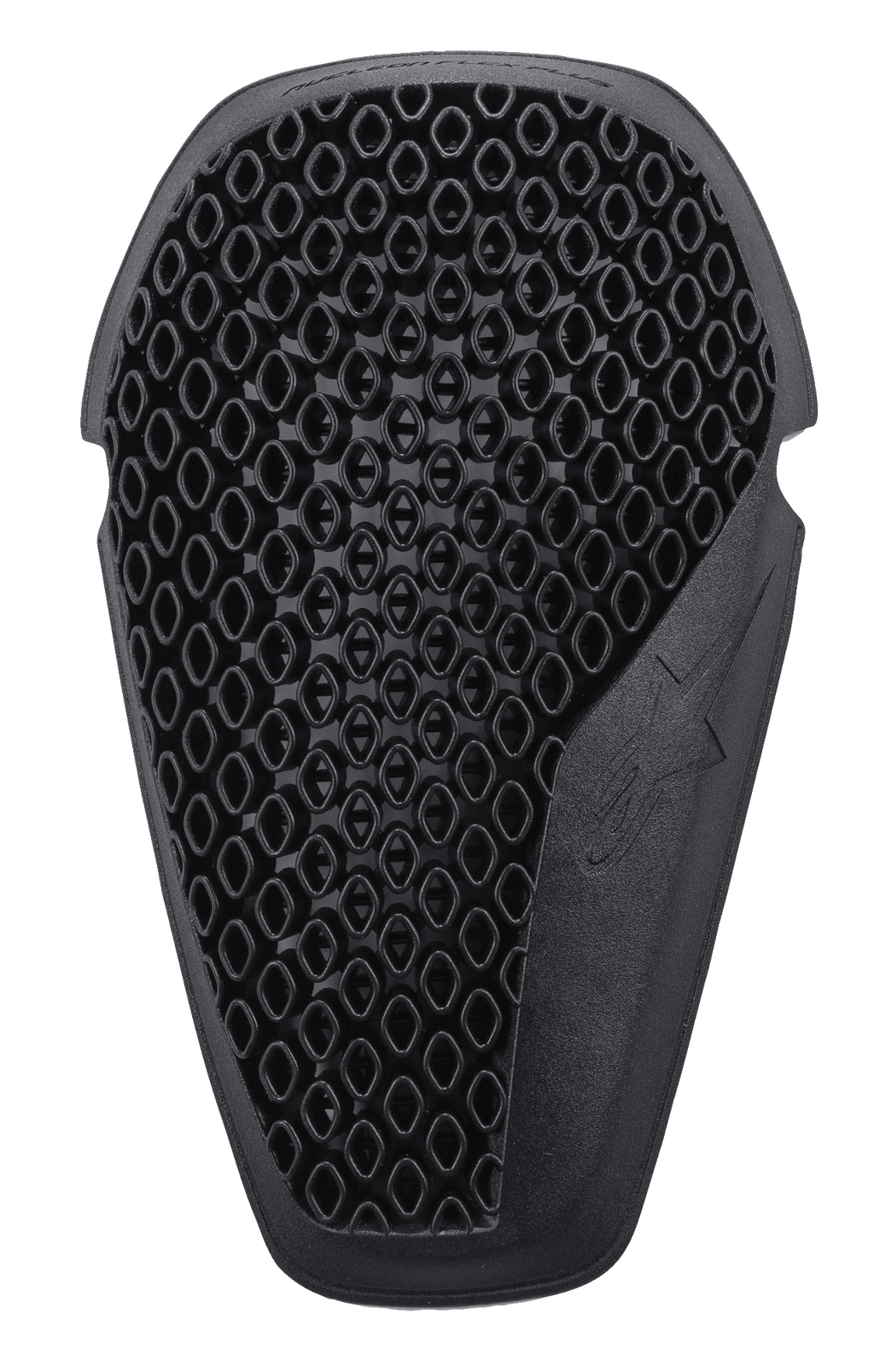 Ochraniacze kolan Alpinestars Nucleon Flex Plus, czarne, motocyklowa wkładka ochronna z wentylowaną strukturą plastra miodu o otwartych komórkach, ergonomiczny kształt z wytłoczonym logo gwiazdy, elastyczna i niskoprofilowa konstrukcja zapewniająca ochronę przed uderzeniami
