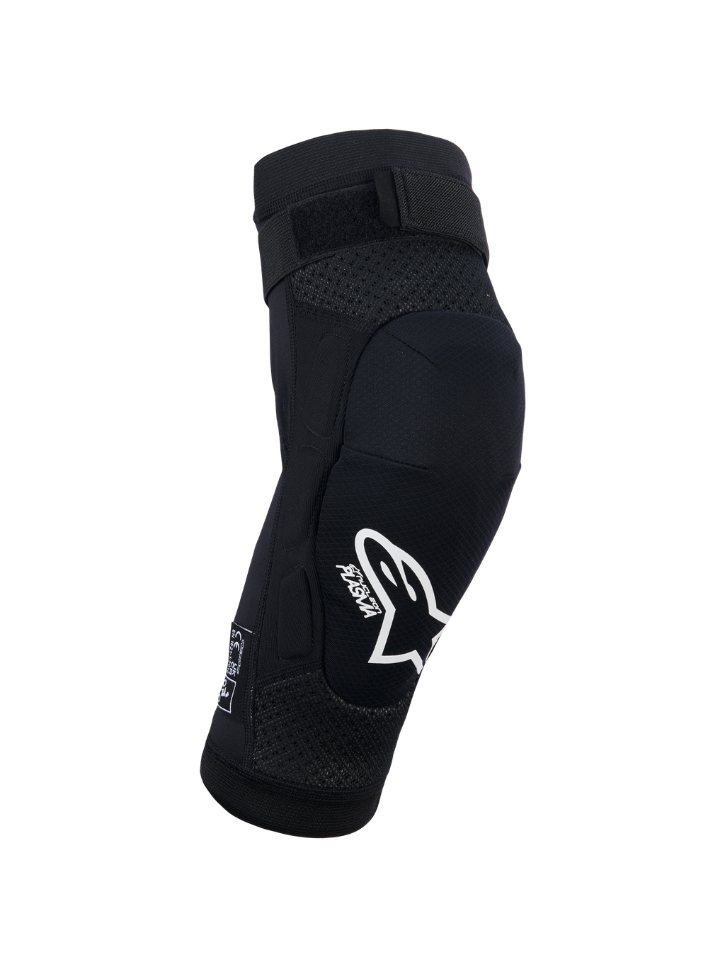 Alpinestars Bionic Plasma Youth Knee Protector, czarny, ochraniacz kolan do motocrossu, białe logo Alpinestars i branding Plasma, konstrukcja z siatki 3D, regulowany górny pasek, ergonomiczny wyprofilowany design