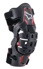 Alpinestars Youth Bionic 5S Knee Brace, ochraniacz kolana do motocrossu, czarno-czerwony z białym logo gwiazdy, system zawiasów czteropunktowych, wytrzymała kompozytowa rama z regulowanymi paskami, zaprojektowany do młodzieżowych wyścigów terenowych