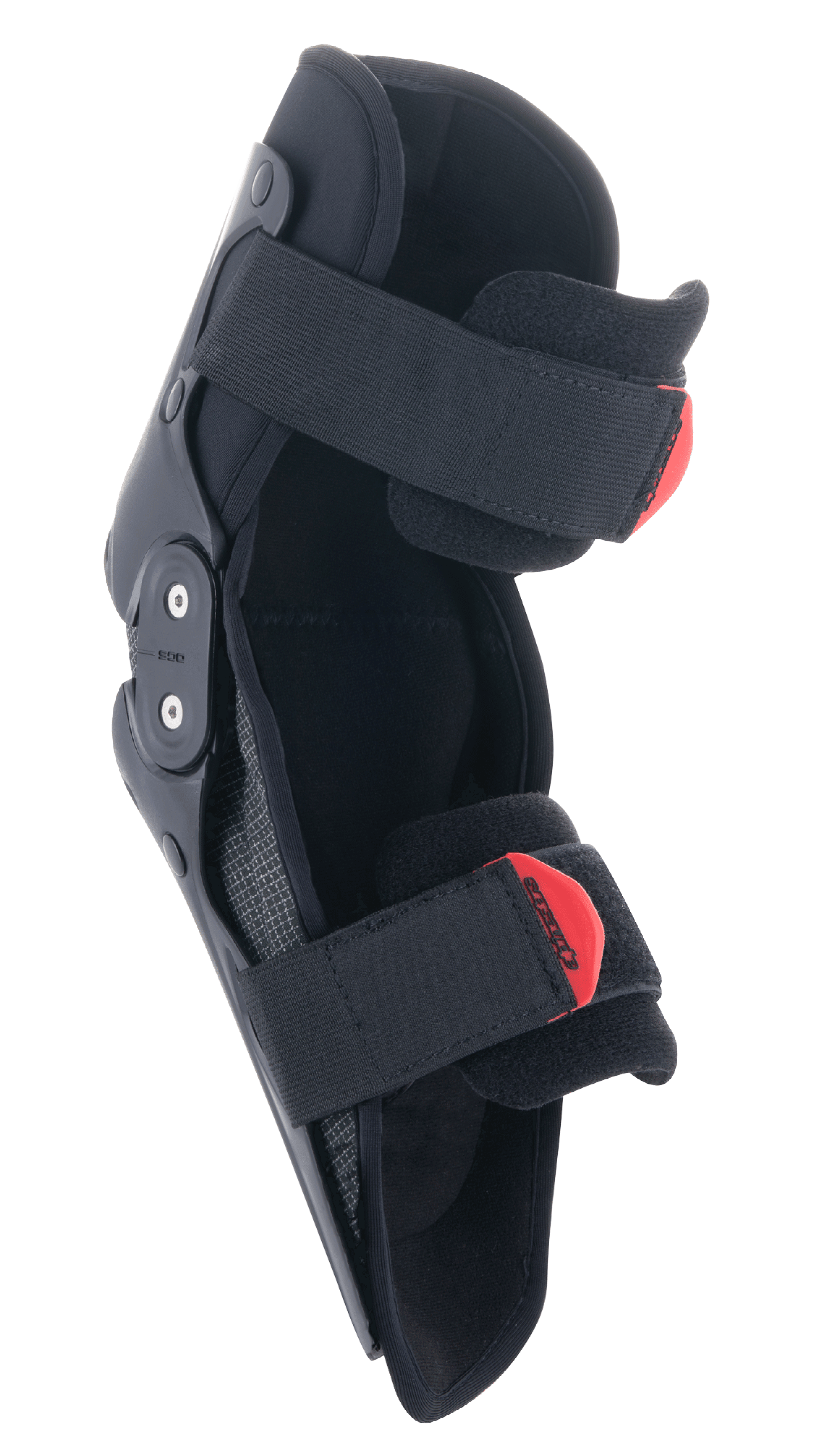Alpinestars Youth SX-1 Knee Protector, młodzieżowy ochraniacz kolan, czarno-czerwony, system dwóch zawiasów, regulowany system podwójnych pasków z czerwonymi uchwytami, lekka i wytrzymała ochrona dla młodych motocyklistów off-road