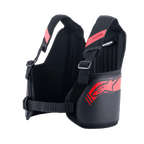 Alpinestars Youth Bionic Rib Support, czarno-czerwony ochraniacz żeber do kartingu, wyposażony w regulowane paski naramienne z siatki 3D, twarde panele boczne z czerwonym logo gwiazdy oraz regulowany pasek w talii zapewniający stabilne dopasowanie