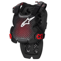 Alpinestars A-1 Pro Chest Protector, ochraniacz klatki piersiowej, antracytowo-czarny i czerwony, perforowana oddychająca konstrukcja z białym logo, regulowane paski z czerwonymi klamrami, sześciokątny wzór wentylacyjny, lekki pancerz ochronny do motocrossu i jazdy off-road