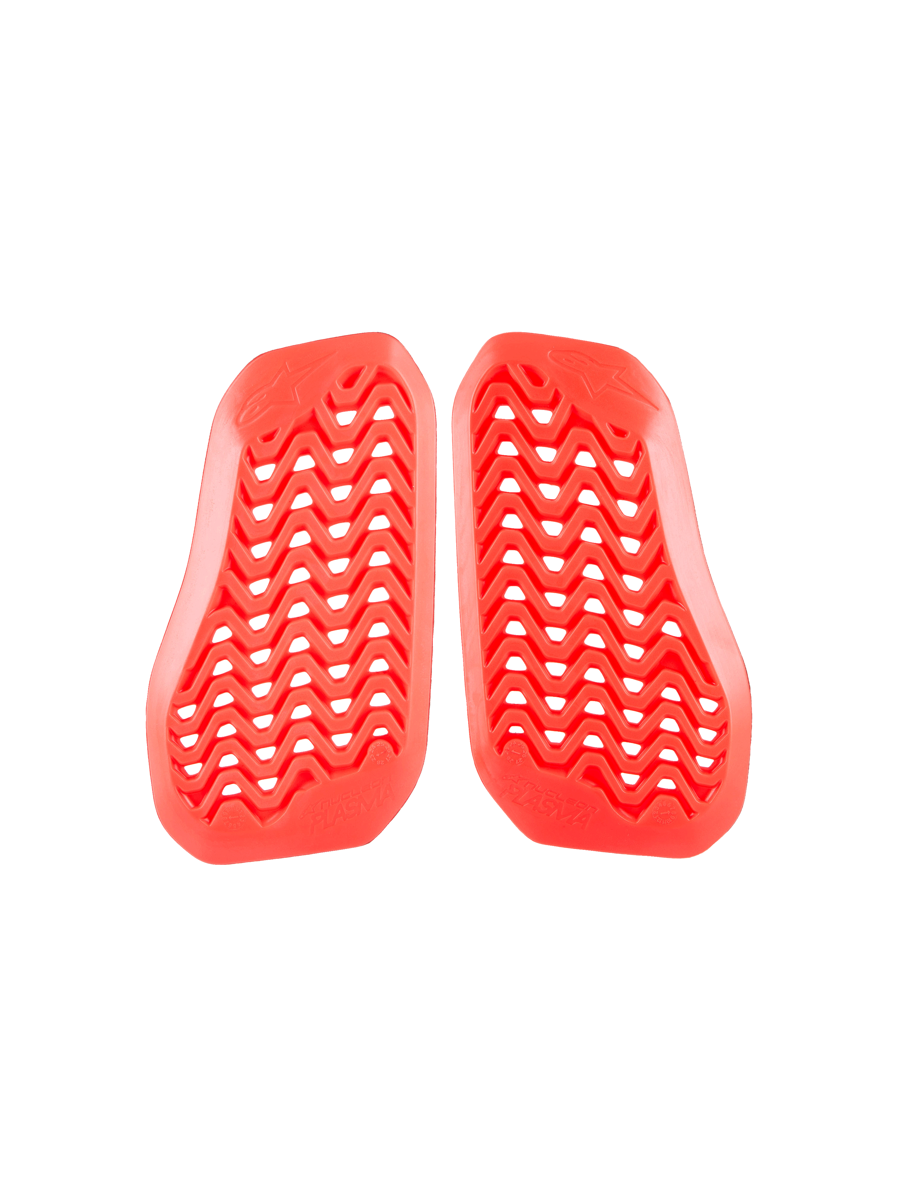 Alpinestars Nucleon Plasma Divided Chest Protector, czerwona wkładka ochronna na klatkę piersiową, wentylowany wzór zygzakowaty z perforacjami, ochrona przed uderzeniami z certyfikatem CE, lekka dwuczęściowa konstrukcja