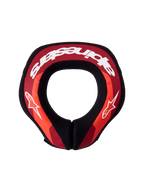 Alpinestars Kołnierz Ochronny Sequence Młodzieżowe, ochrona szyi MX, czerwony i biały, widok z góry na ergonomiczny kształt.