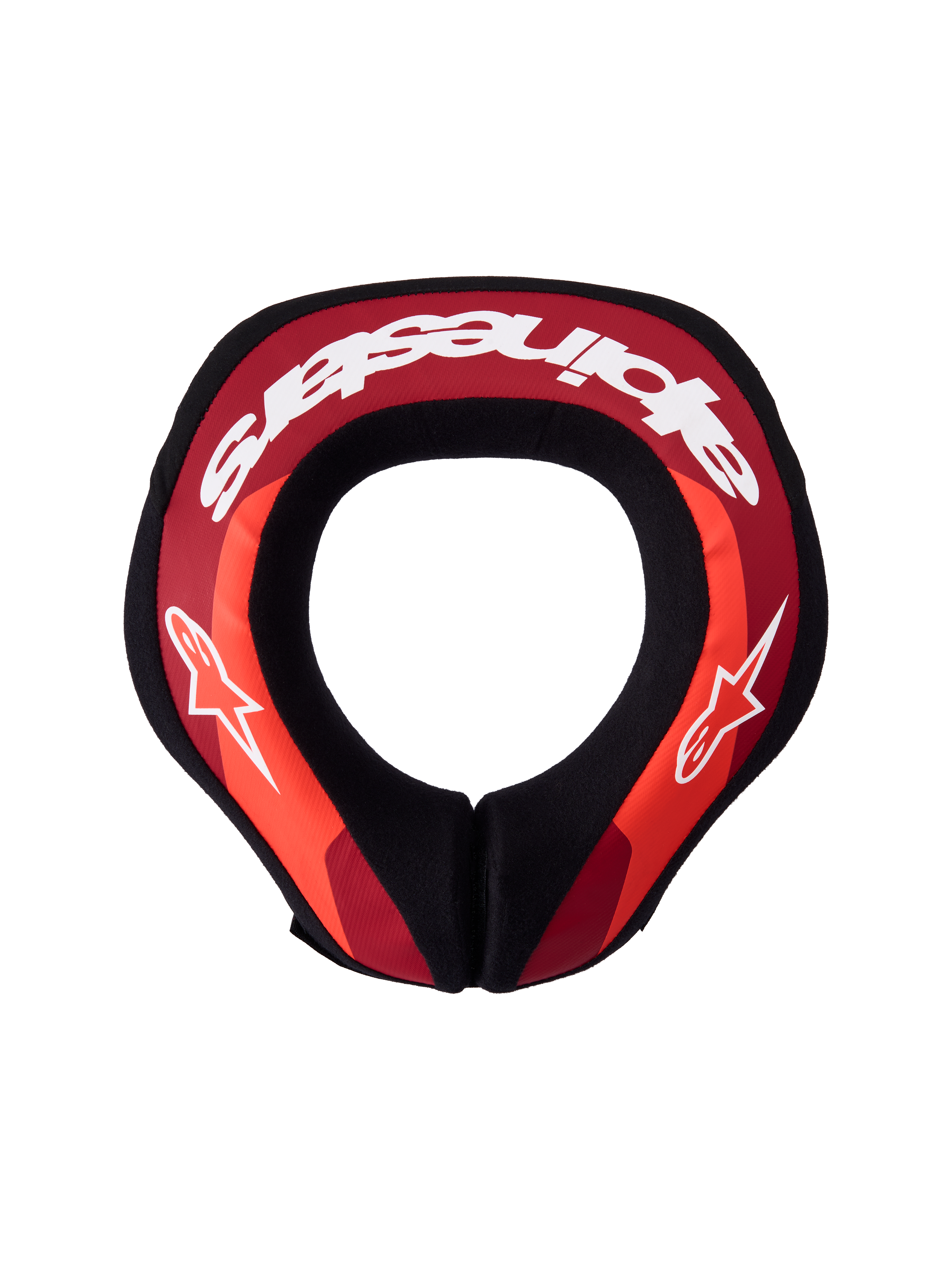 Alpinestars Kołnierz Ochronny Sequence Młodzieżowe, ochrona szyi MX, czerwony i biały, widok z góry na ergonomiczny kształt.