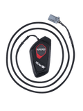Alpinestars Tech-Air® 7X LED Display, czarna elektroniczna jednostka sterująca w kształcie łezki z czerwoną obwódką, trzy okrągłe wskaźniki LED, pleciony przewód z szarym złączem, moduł wyświetlacza motocyklowego systemu poduszki powietrznej