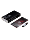 Alpinestars Tech-Air® MX Airbag System Replacement Canister kit, czarny cylindryczny nabój inflatora argonowego, instrukcja obsługi z czerwono-białą grafiką, czarne pudełko sprzedażowe z białym logo, niezbędny sprzęt do konserwacji motocyklowych systemów poduszek powietrznych.
