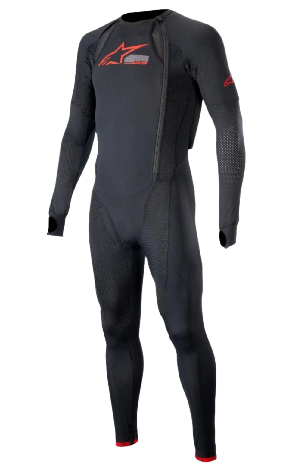 Alpinestars Tech-Air 10 Race System, długa bielizna techniczna męska, czarna i jasnoczerwona, oddychające panele z siatki