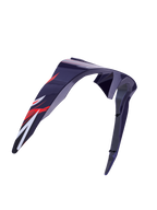Alpinestars Supertech R10 Flyte Standard Spoiler, akcesorium do kasku, fioletowo-czerwony z połyskiem, aerodynamiczny zakrzywiony design z czerwono-białymi grafikami, błyszczące wykończenie, oficjalna część zamienna