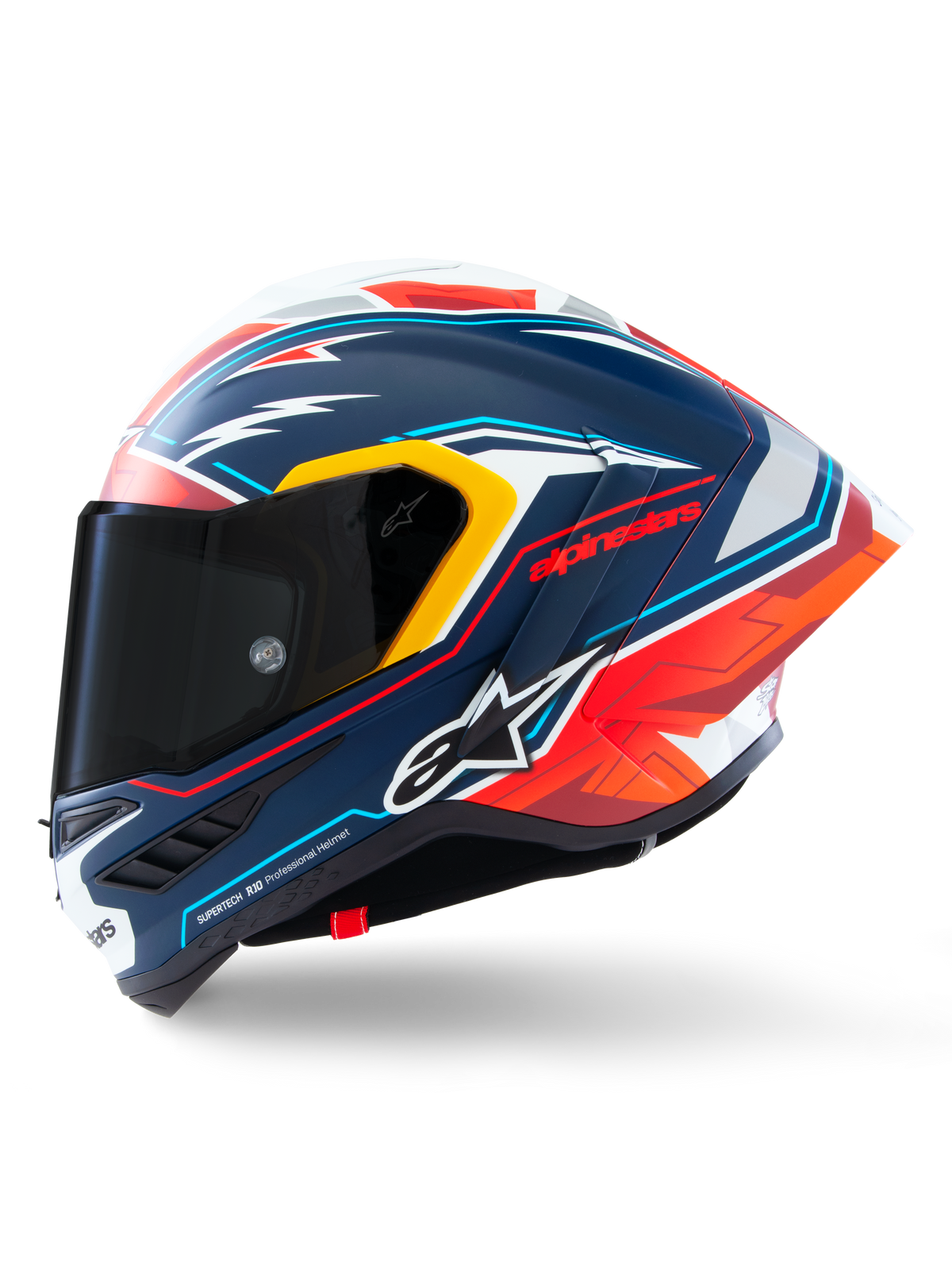 Alpinestars Supertech R10 Acosta Edycja Limitowana, kask motocyklowy wyścigowy, niebieski, czerwony i biały, konstrukcja z włókna węglowego, z certyfikatem ECE 22.06 i FIM