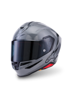 Kask Alpinestars S-R7 Solid, kask motocyklowy integralny, szary błyszczący, przyciemniany wizjer, aerodynamiczna skorupa ze zintegrowanym spojlerem, otwory wentylacyjne, czarne logo Alpinestars z boku