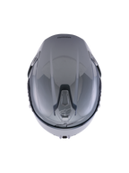 Kask Alpinestars S-R7 Solid, szary błyszczący, widok z góry podkreślający aerodynamiczny design skorupy i zintegrowane, przesuwane górne otwory wentylacyjne